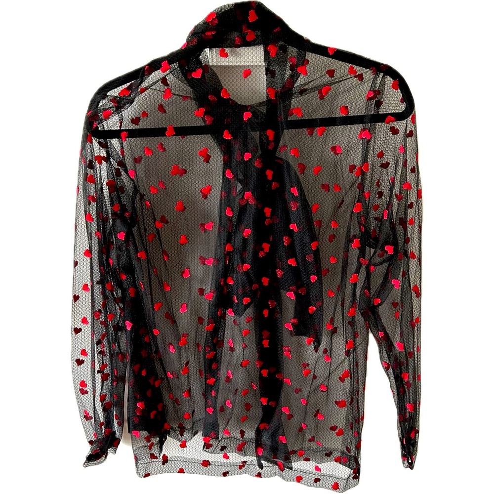 Pussycat bow heart sheer top - Picture 2 of 6